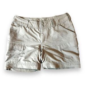 The North Face Cargo Hiking Outdoor Shorts Mid Rise Flap Pockets Gray Size 4